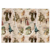 Vintage Winterfreudenszenen Große Geschenktüte (Rückseite)