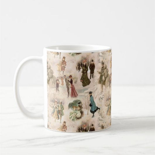 Vintage Winterfreudenszenen Kaffeetasse (Links)
