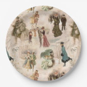 Vintage Winterfreudenszenen Pappteller (Vorderseite)