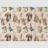 Vintage Winterfreudenszenen Seidenpapier (Vorderseite)