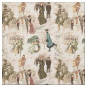 Vintage Winterfreudenszenen Stoff (Muster)