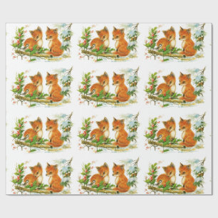 Vintage-Winterfüchse Geschenkpapier