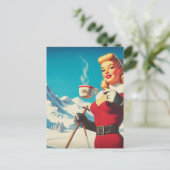 Vintage-Wintergirl Postkarte (Stehend Vorderseite)