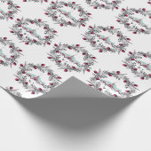 Vintage Winterkirchenszene mit Weihnachtskranz Geschenkpapier (Ecke)