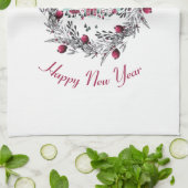 Vintage Winterkirchenszene mit Weihnachtskranz Küchentuch (Gefaltet)