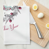 Vintage Winterkirchenszene mit Weihnachtskranz Küchentuch (Viertel Falte)