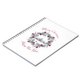 Vintage Winterkirchenszene mit Weihnachtskranz Notizblock (Linke Seite)