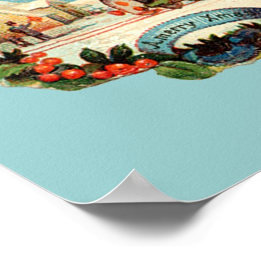 Vintage Winterlandschaft Bahnhof Poster (Ecke)