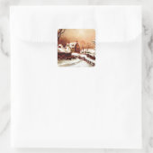 Vintage Winterlandschaft der 30er Jahre Quadratischer Aufkleber (Tasche)