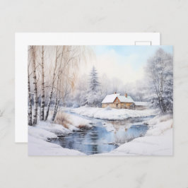 Vintage Winterlandschaft Feiertagspostkarte