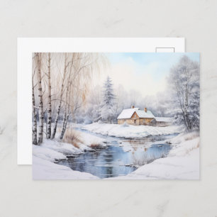 Vintage Winterlandschaft Feiertagspostkarte