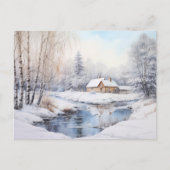 Vintage Winterlandschaft Feiertagspostkarte (Vorderseite)
