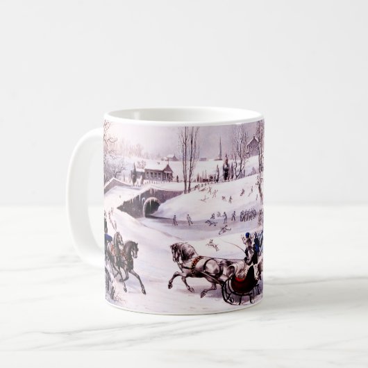 Vintage Winterlandschaft. Fine Art Christmas Gesch Kaffeetasse (Vorderseite Links)