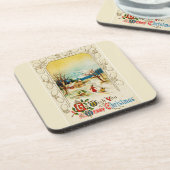 Vintage Winterlandschaft Getränkeuntersetzer (Linke Seite)
