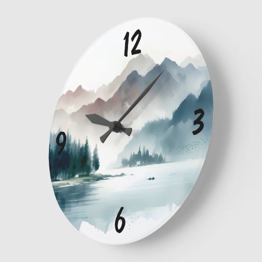 Vintage Winterlandschaft Große Wanduhr (Winkel)