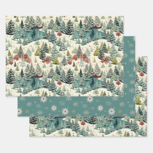 Vintage Winterlandschaft - Hasenschnee 2 Geschenkpapier Set