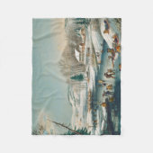 Vintage Winterlandschaft Ice Skaten Weihnachten Fleecedecke (Vorderseite)