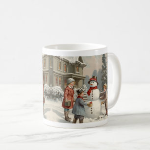 Vintage Winterlandschaft: Kinder Gebäude als Schne Kaffeetasse