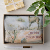 Vintage Winterlandschaft mit Hirschweihnachtskarte Seidenpapier (Geschenk)