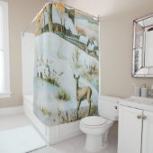 Vintage Winterlandschaft mit Reh Duschvorhang (Beispiel)