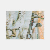Vintage Winterlandschaft mit Reh Fleecedecke (Vorderseite (Horizontal))