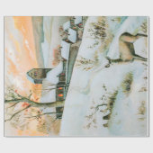 Vintage Winterlandschaft mit Reh Geschenkpapier (Flach)