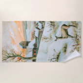 Vintage Winterlandschaft mit Reh Strandtuch (Vorderseite)