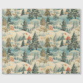 Vintage Winterlandschaft mit schneebedeckter Lands Geschenkpapier (Flach)