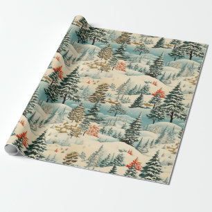 Vintage Winterlandschaft mit schneebedeckter Lands Geschenkpapier