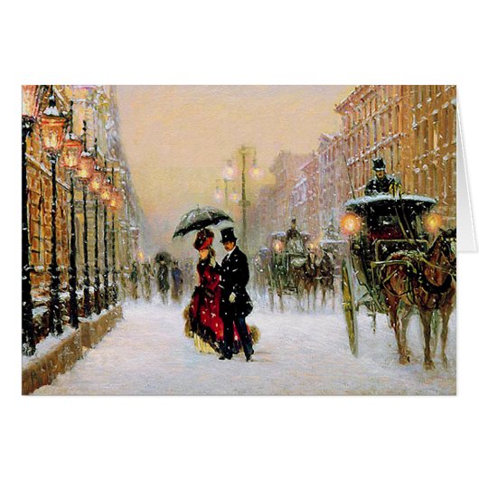 Vintage Winterlandschaft Paris Christnachtskarten (Vorderseite (Horizontal))