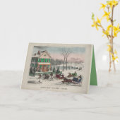 Vintage Winterlandschaft, Pferde, geklappte Schlit Karte (Gelbe Blume)