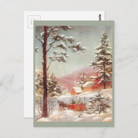 Vintage Winterlandschaft Postkarte (Vorne/Hinten)