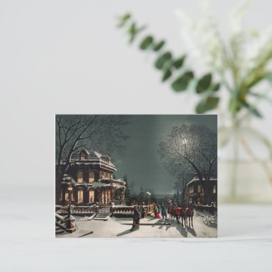 Vintage Winterlandschaft Postkarte (Stehend Vorderseite)