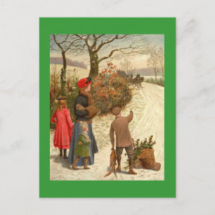Vintage Winterlandschaft Postkarte