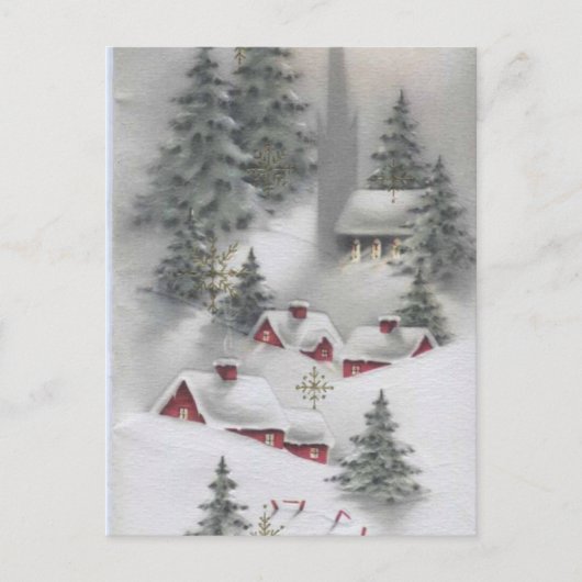 Vintage Winterlandschaft Postkarte (Vorderseite)