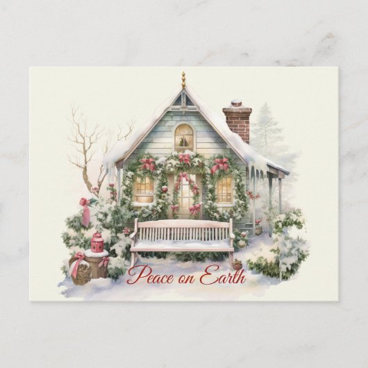 Vintage Winterlandschaft Postkarte (Vorderseite)