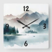 Vintage Winterlandschaft Quadratische Wanduhr (Vorderseite)