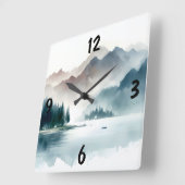 Vintage Winterlandschaft Quadratische Wanduhr (Winkel)