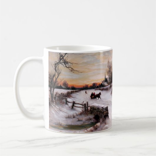Vintage Winterlandschaft Weihnachtsgeschenk Kaffeetasse (Links)