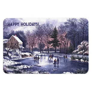 Vintage Winterlandschaft. Weihnachtsgeschenk Magne Magnet