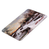 Vintage Winterlandschaft. Weihnachtsgeschenk Magne Magnet (Linke Seite)