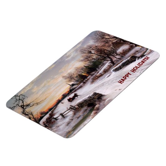 Vintage Winterlandschaft. Weihnachtsgeschenk Magne Magnet (Linke Seite)