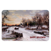 Vintage Winterlandschaft. Weihnachtsgeschenk Magne Magnet (Horizontal)