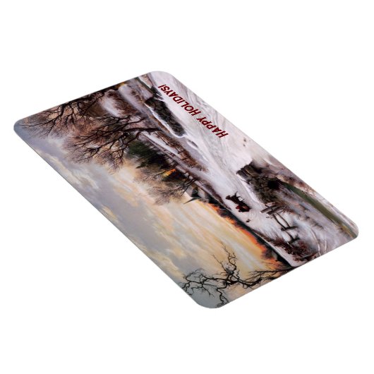 Vintage Winterlandschaft. Weihnachtsgeschenk Magne Magnet (Rechte Seite)