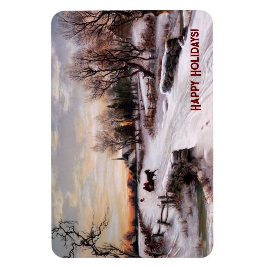Vintage Winterlandschaft. Weihnachtsgeschenk Magne Magnet (Vertikal)