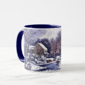 Vintage Winterlandschaft. Weihnachtsgeschenk Tasse (Vorderseite Links)