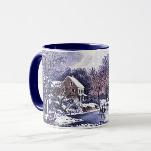 Vintage Winterlandschaft. Weihnachtsgeschenk Tasse