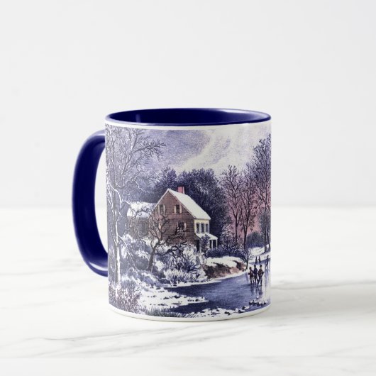 Vintage Winterlandschaft. Weihnachtsgeschenk Tasse (Vorderseite Links)
