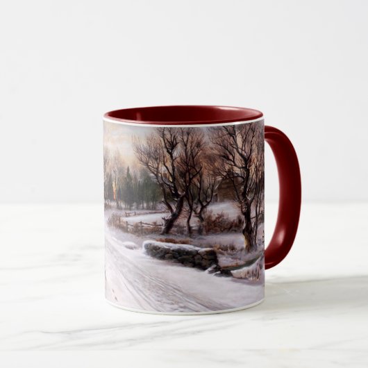 Vintage Winterlandschaft Weihnachtsgeschenk Tasse (VorderseiteRechts)