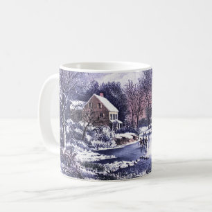 Vintage Winterlandschaft. Weihnachtsgeschenk-Tasse Kaffeetasse